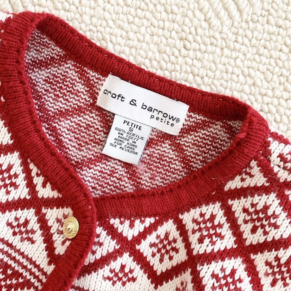 Christmas Red Fair Isle Warm Preppy Sweater SP - Picture 3 of 7